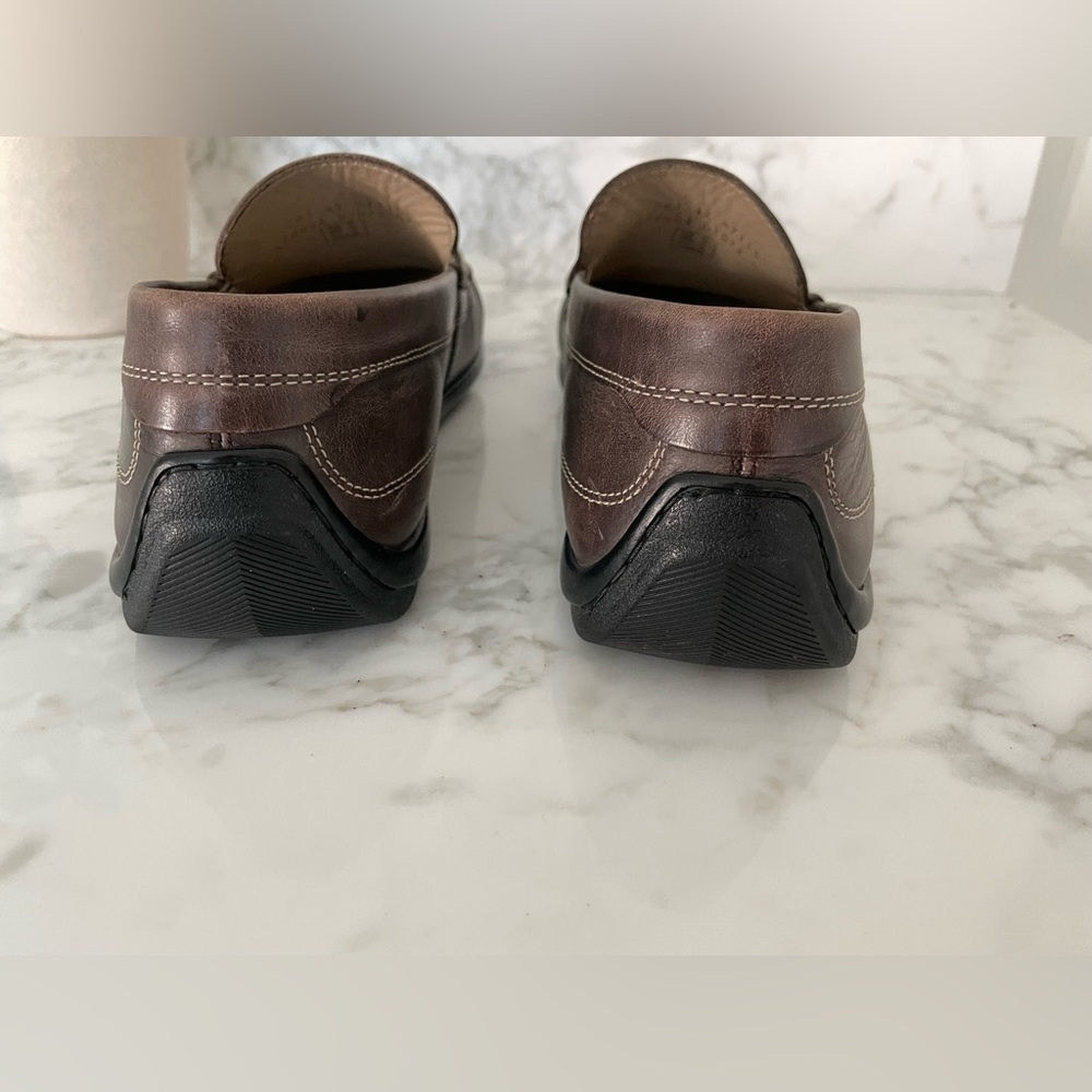 ECCO Mens Brown Leather Driving Loafers Slip-On Moccasins Size 9 - Picture 2 of 10